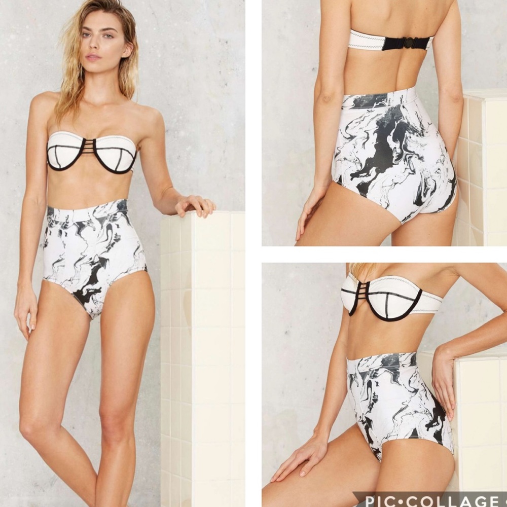 N.L.P. Trident High Waisted Marble Bikini Bottoms - Picture 1 of 10